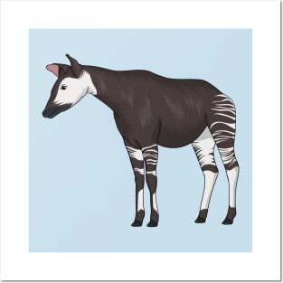 Okapi cartoon illustration Posters and Art